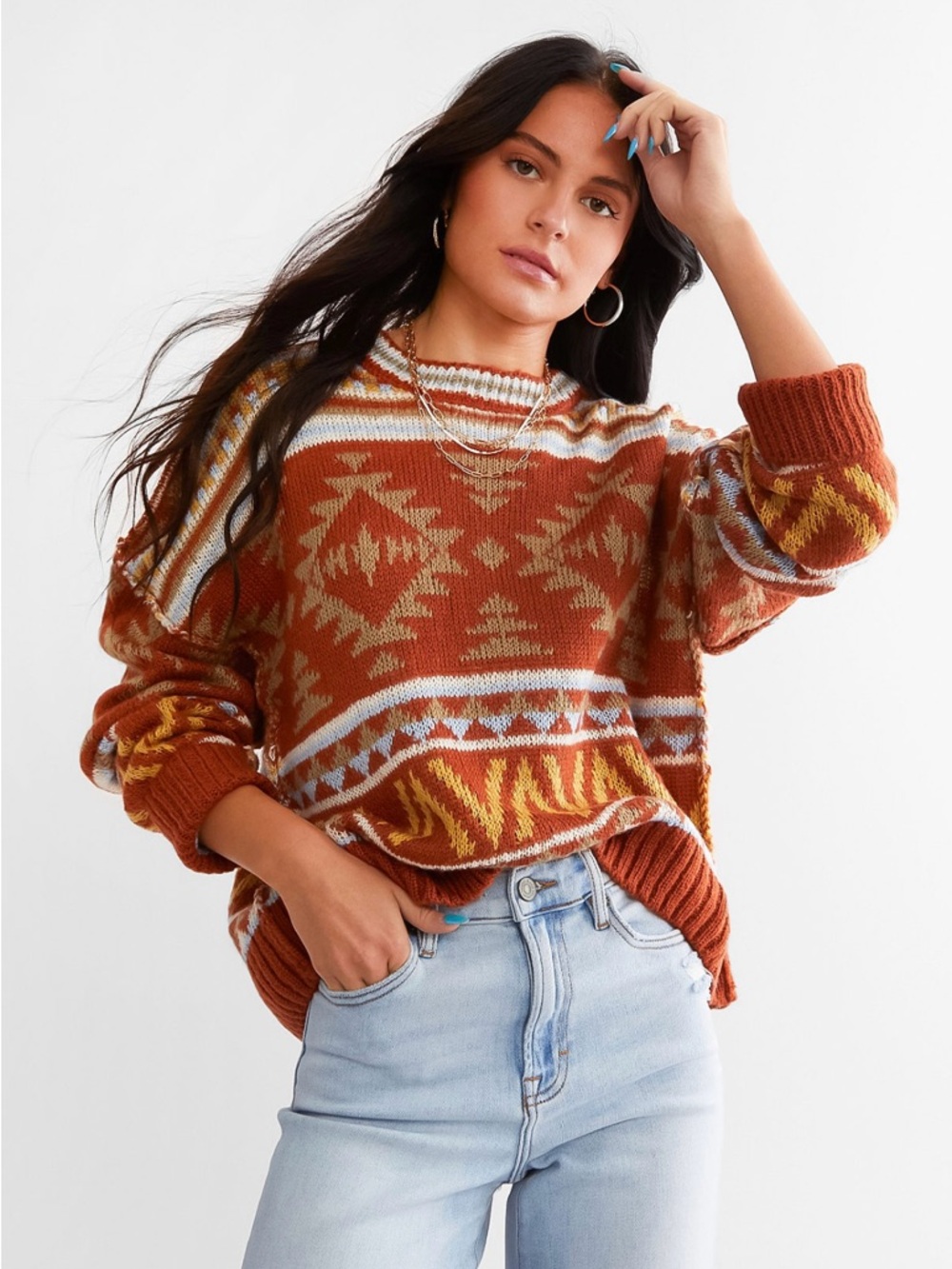 🌟CLEARANCE🌟 Gilded Intent Geo Vintage Sweater Southwest Pattern XS